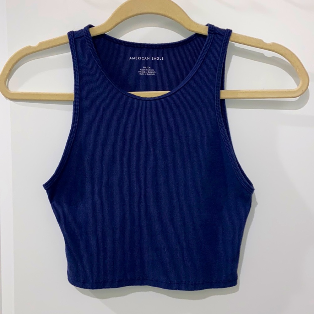 American Eagle Outfitters SZ S, blue ribbed crop top tank